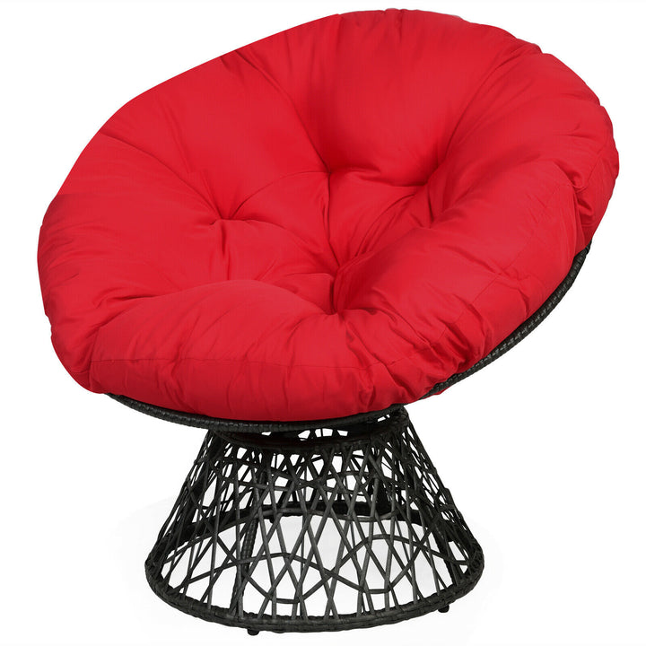 Rattan Papasan Chair with 360° Swivel and Soft Cushion