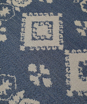 Cotton Rug Navy Blue Grey Moroccan Diamond