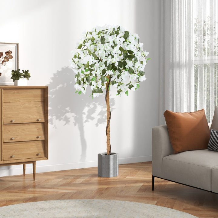 130cm Artificial Azalea Tree with 576 Flowers 288 Leaves and Wood Trunk-White