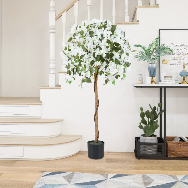 130cm Artificial Azalea Tree with 576 Flowers 288 Leaves and Wood Trunk-White