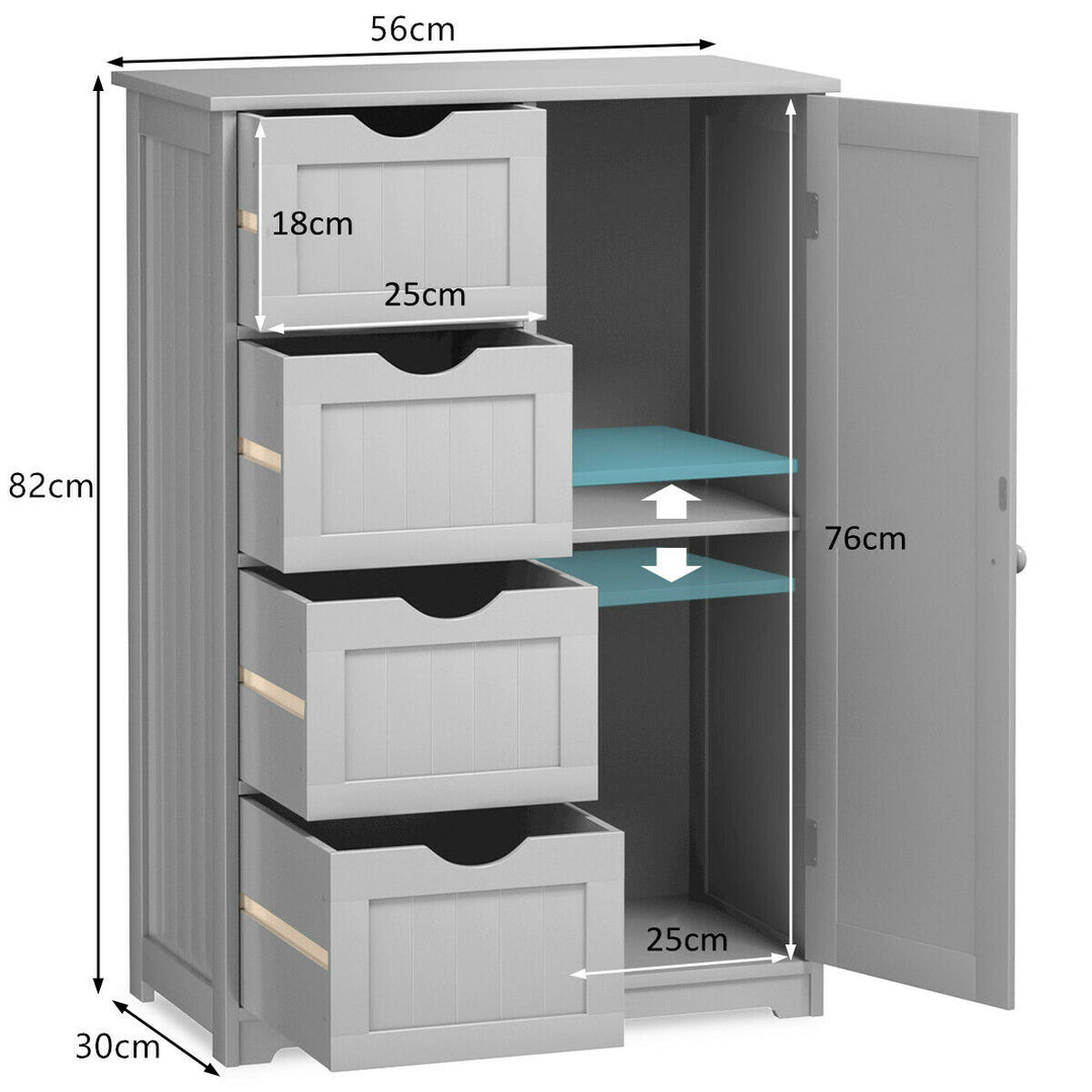 Freestanding Storage Cupboard with Adjustable Shelf and Drawers