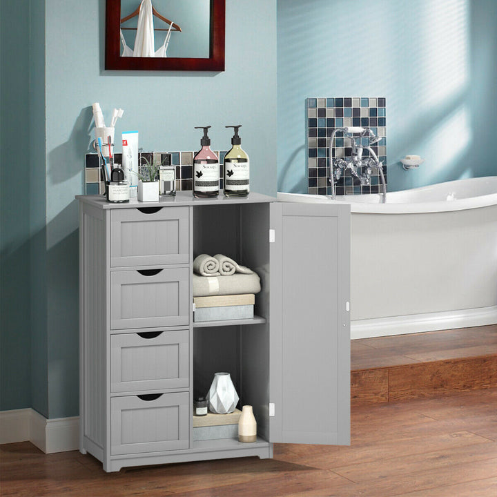 Freestanding Storage Cupboard with Adjustable Shelf and Drawers