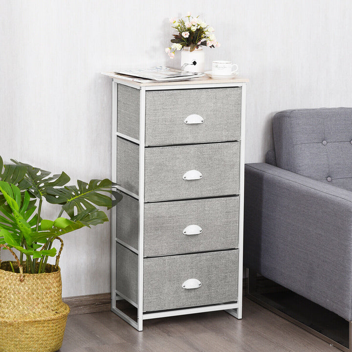 Fabric Nightstand Bedside Storage Cabinet Folding Drawers - TidySpaces