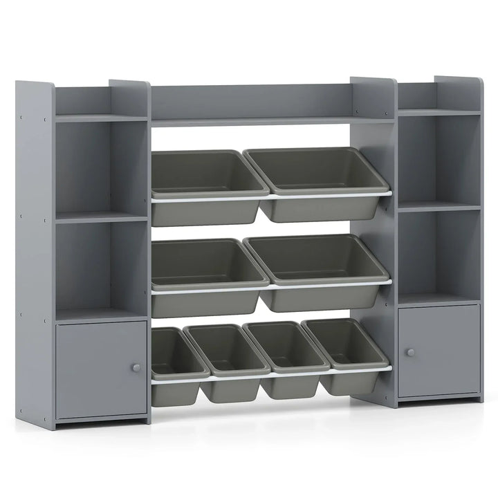 142 cm Large Toy Storage Organizer with 8 Removable Bins and Bookshelf - TidySpaces