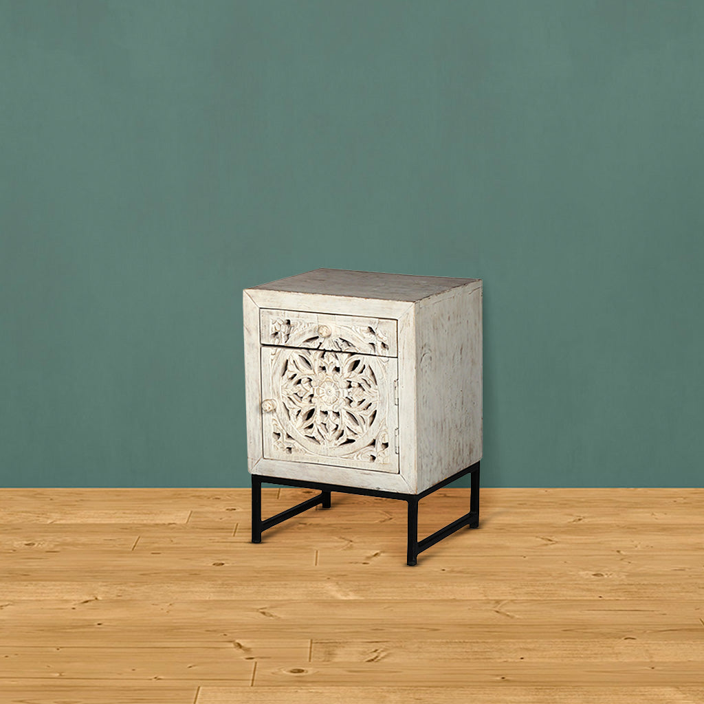 Alpana Cut Out Work Wooden Side Table