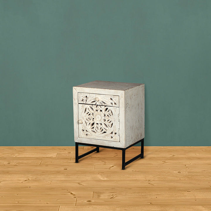 Alpana Cut Out Work Wooden Side Table