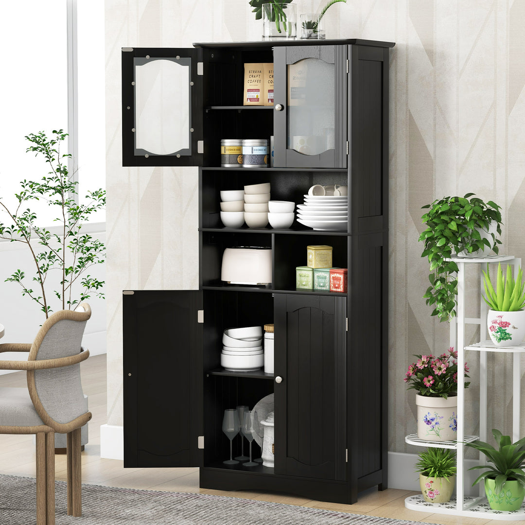148cm Tall Bathroom Cabinet Storage Cabinet with Glass Doors - TidySpaces