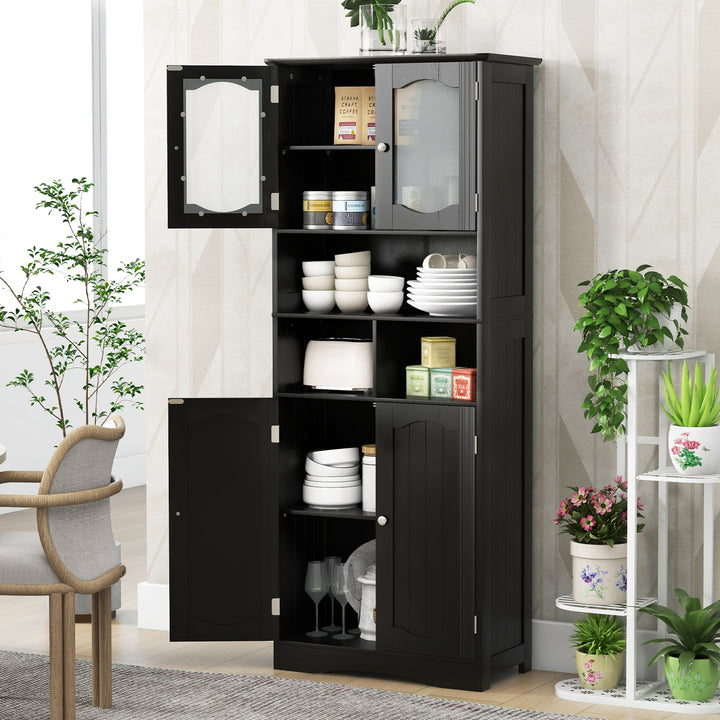 148cm Tall Bathroom Cabinet Storage Cabinet with Glass Doors - TidySpaces