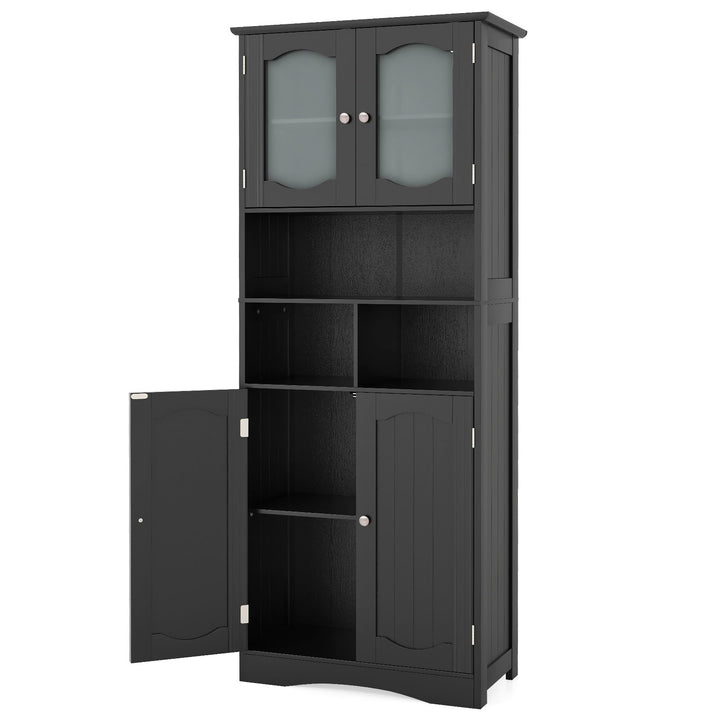 148cm Tall Bathroom Cabinet Storage Cabinet with Glass Doors - TidySpaces