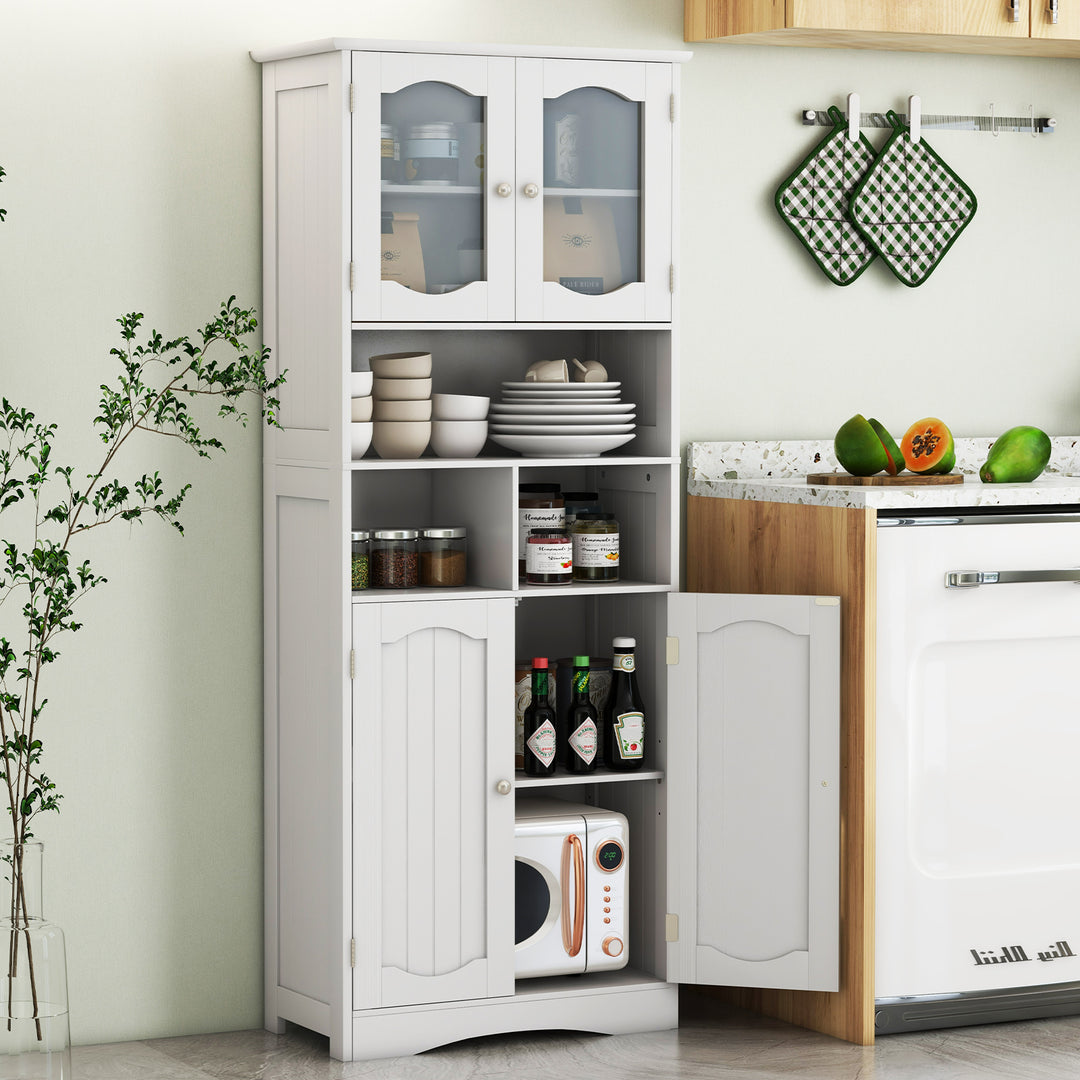148cm Tall Bathroom Cabinet Storage Cabinet with Glass Doors - TidySpaces