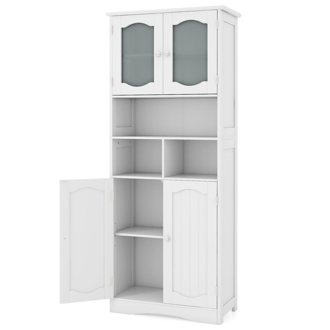 148cm Tall Bathroom Cabinet Storage Cabinet with Glass Doors - TidySpaces