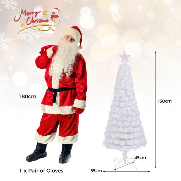 150CM Artificial Xmas Tree Pencil Tree with Treetop Star and 7 Lighting Modes-150 cm