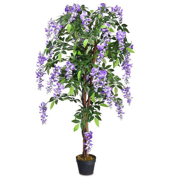 150CM Ficus Artificial Tree Fake Wisteria Tree with 3 Natural Trunks - TidySpaces