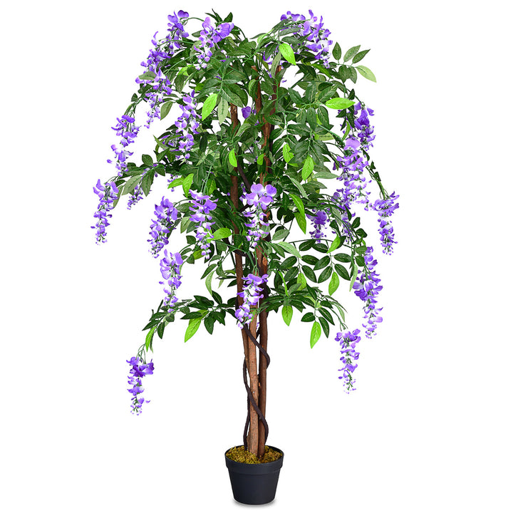 150CM Ficus Artificial Tree Fake Wisteria Tree with 3 Natural Trunks - TidySpaces