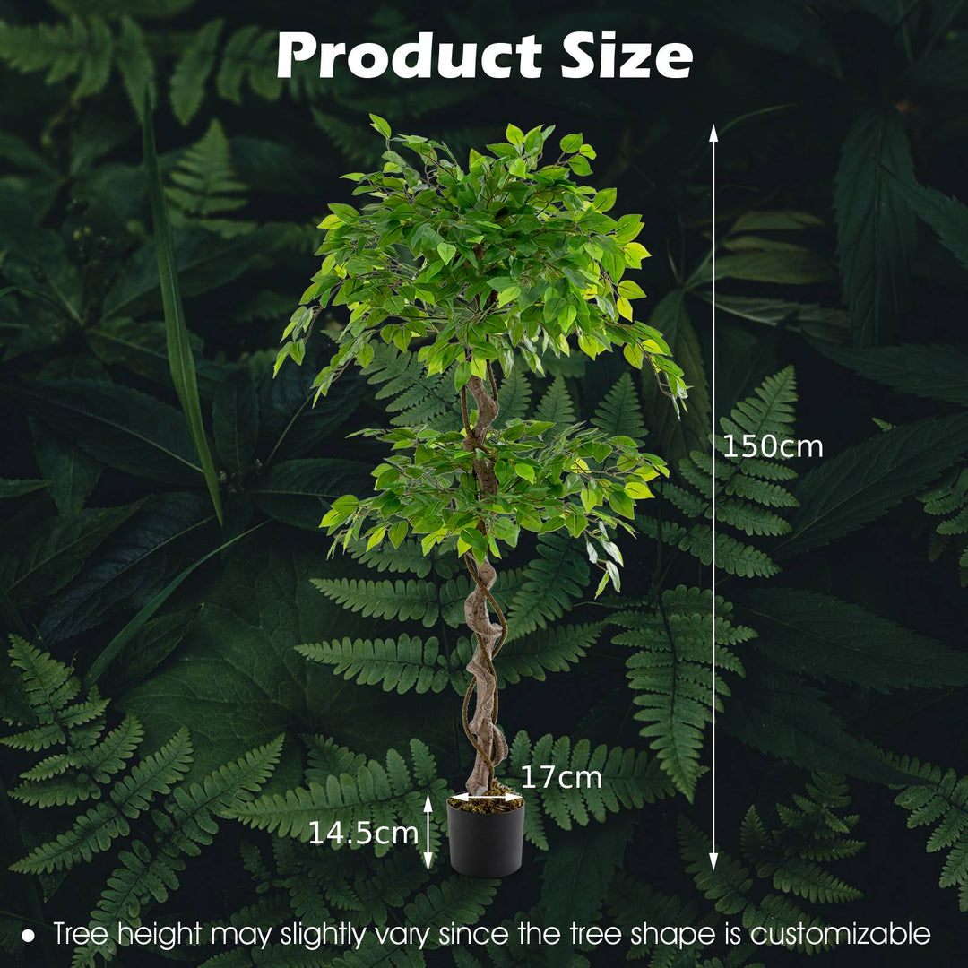 150 CM Artificial Ficus Tree Tall Indoor Plant with 882 Leaves