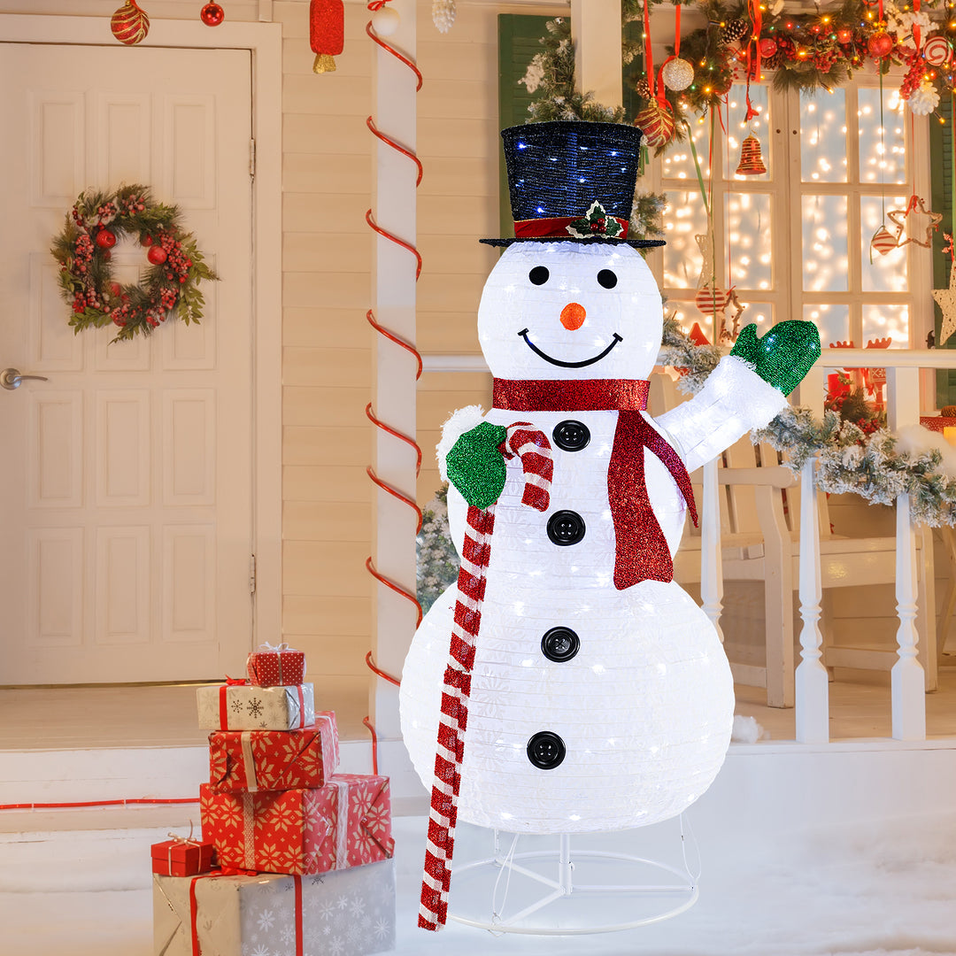 150 cm Large White Pre-lit Lighted Snowman Christmas Decoration - TidySpaces