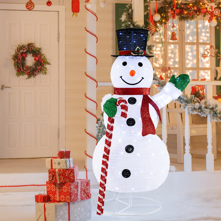 150 cm Large White Pre-lit Lighted Snowman Christmas Decoration - TidySpaces