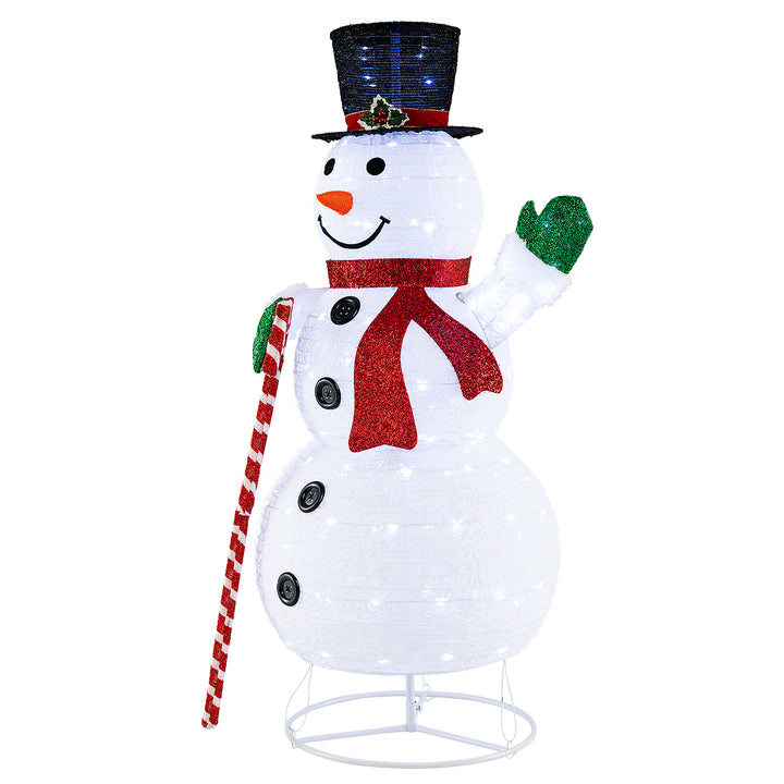 150 cm Large White Pre-lit Lighted Snowman Christmas Decoration - TidySpaces