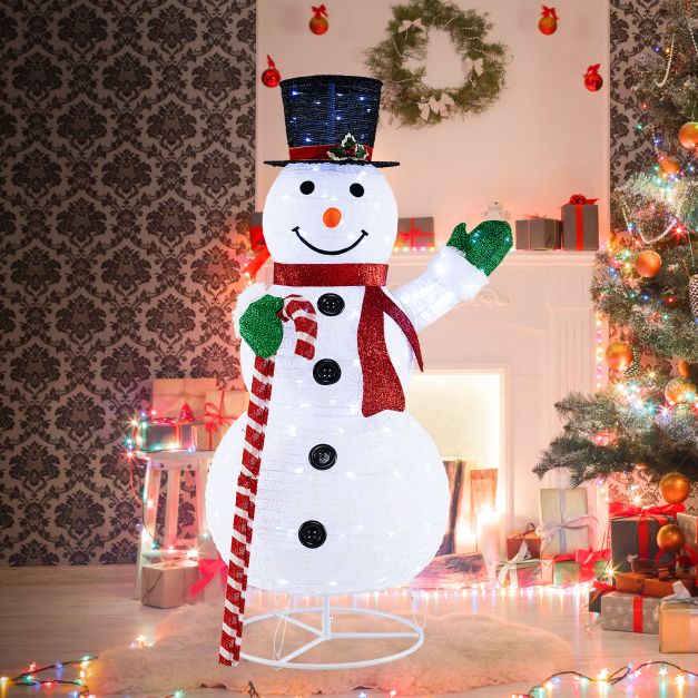 150 cm Large White Pre-lit Lighted Snowman Christmas Decoration