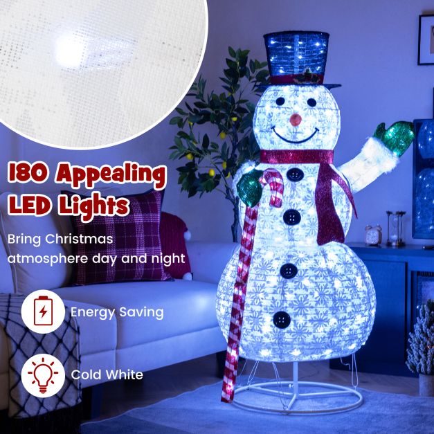 150 cm Large White Pre-lit Lighted Snowman Christmas Decoration