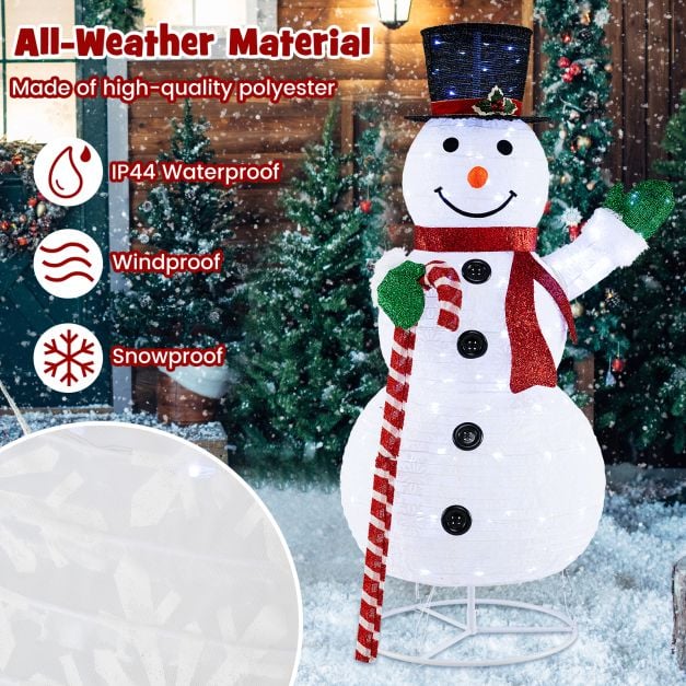 150 cm Large White Pre-lit Lighted Snowman Christmas Decoration