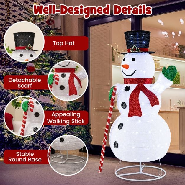 150 cm Large White Pre-lit Lighted Snowman Christmas Decoration