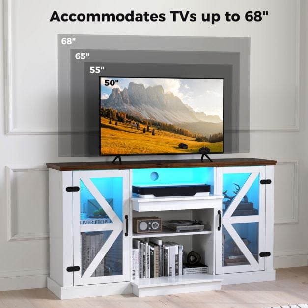 150 CM Media Console Table TV Cabinet for TVs up to 68 Inch-White