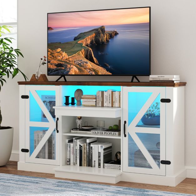 150 CM Media Console Table TV Cabinet for TVs up to 68 Inch-White