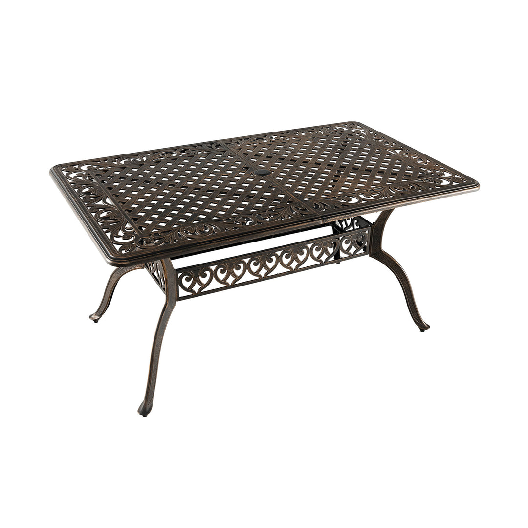 150 cm Outdoor Patio Dining Table Cast Aluminum with Umbrella Hole-Bronze - TidySpaces