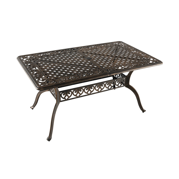 150 cm Outdoor Patio Dining Table Cast Aluminum with Umbrella Hole-Bronze - TidySpaces