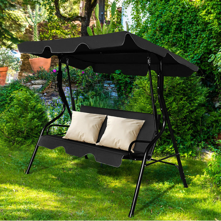 Garden Patio Metal Swing 3 Seater Lounger