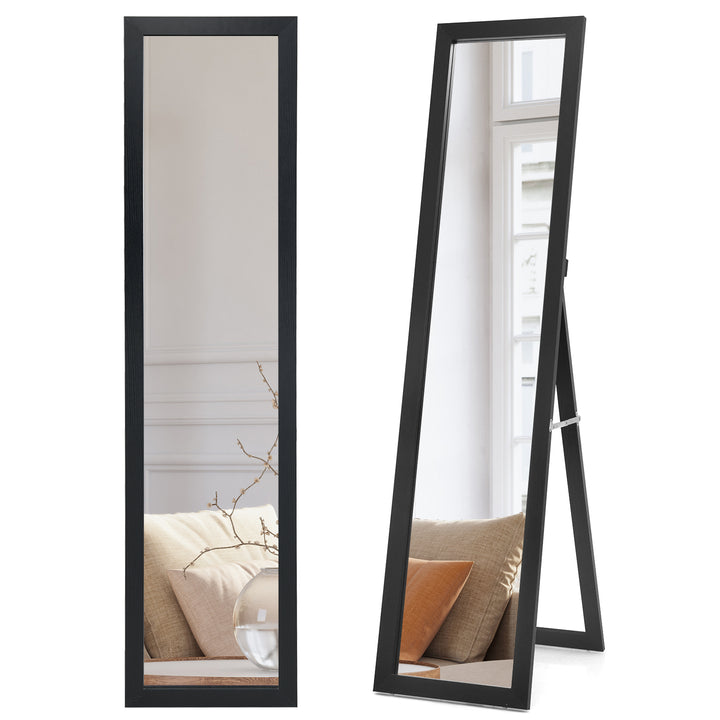 153 x 37 cm Wooden Frame Rectangle Full Length Mirror Black - TidySpaces
