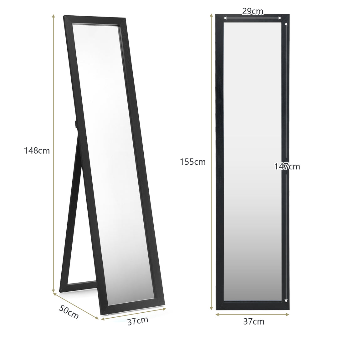 153 x 37 cm Wooden Frame Rectangle Full Length Mirror - TidySpaces