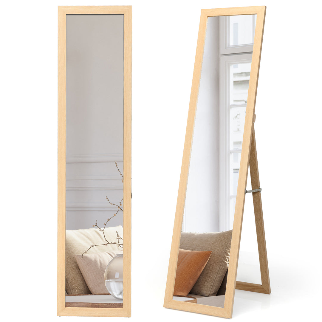 153 x 37 cm Wooden Frame Rectangle Full Length Mirror Natural - TidySpaces