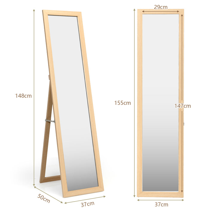 153 x 37 cm Wooden Frame Rectangle Full Length Mirror - TidySpaces