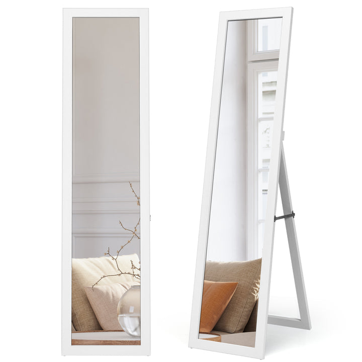 153 x 37 cm Wooden Frame Rectangle Full Length Mirror White - TidySpaces