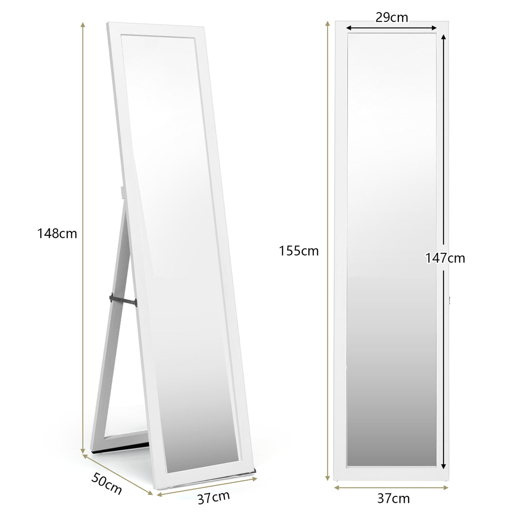 153 x 37 cm Wooden Frame Rectangle Full Length Mirror - TidySpaces