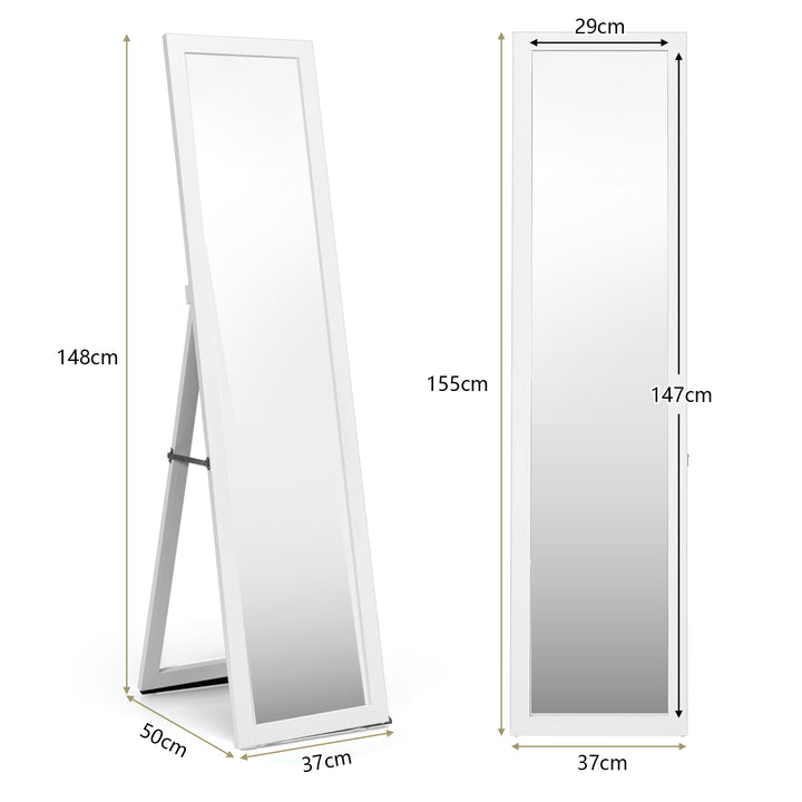 153 x 37 cm Wooden Frame Rectangle Full Length Mirror - TidySpaces