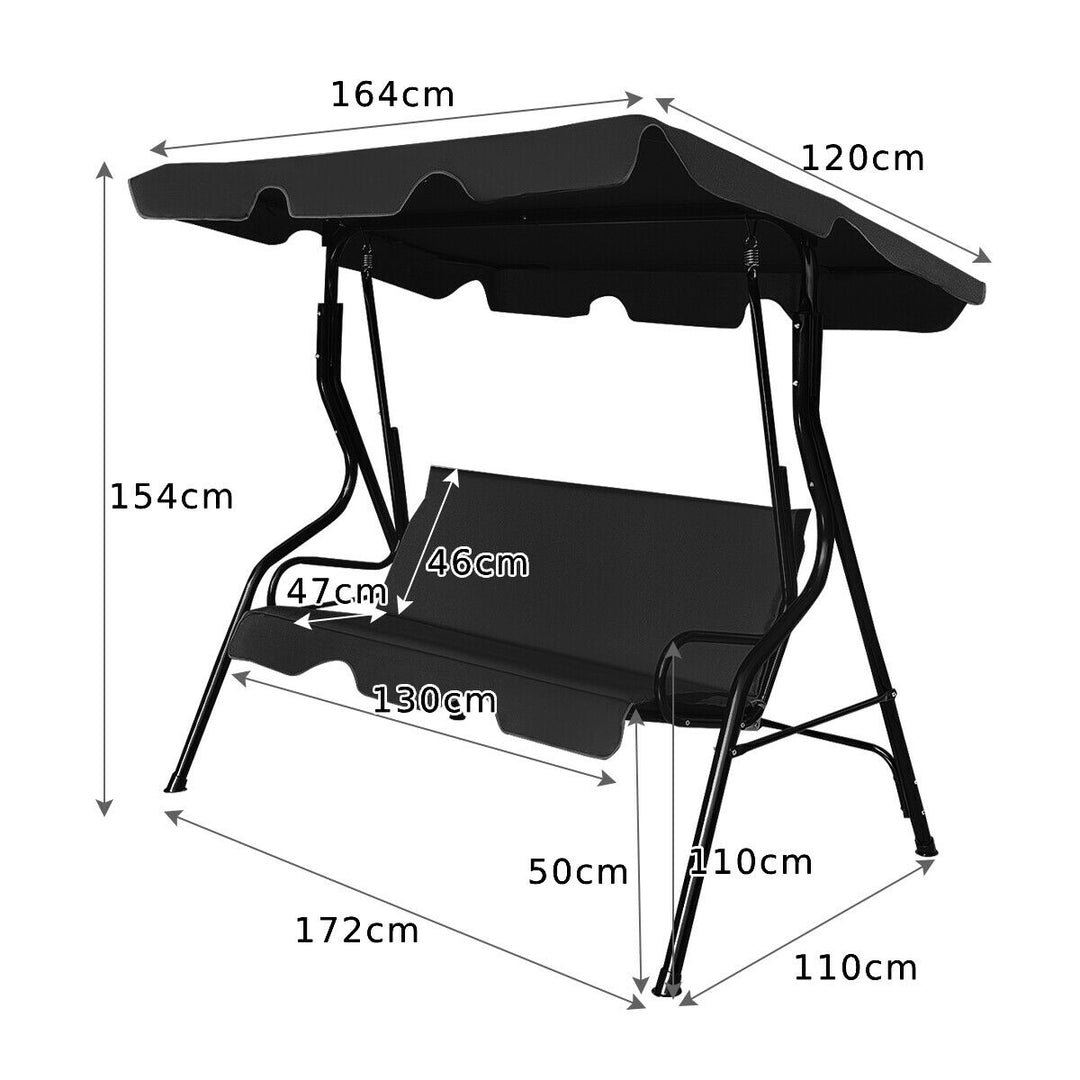 Garden Patio Metal Swing 3 Seater Lounger