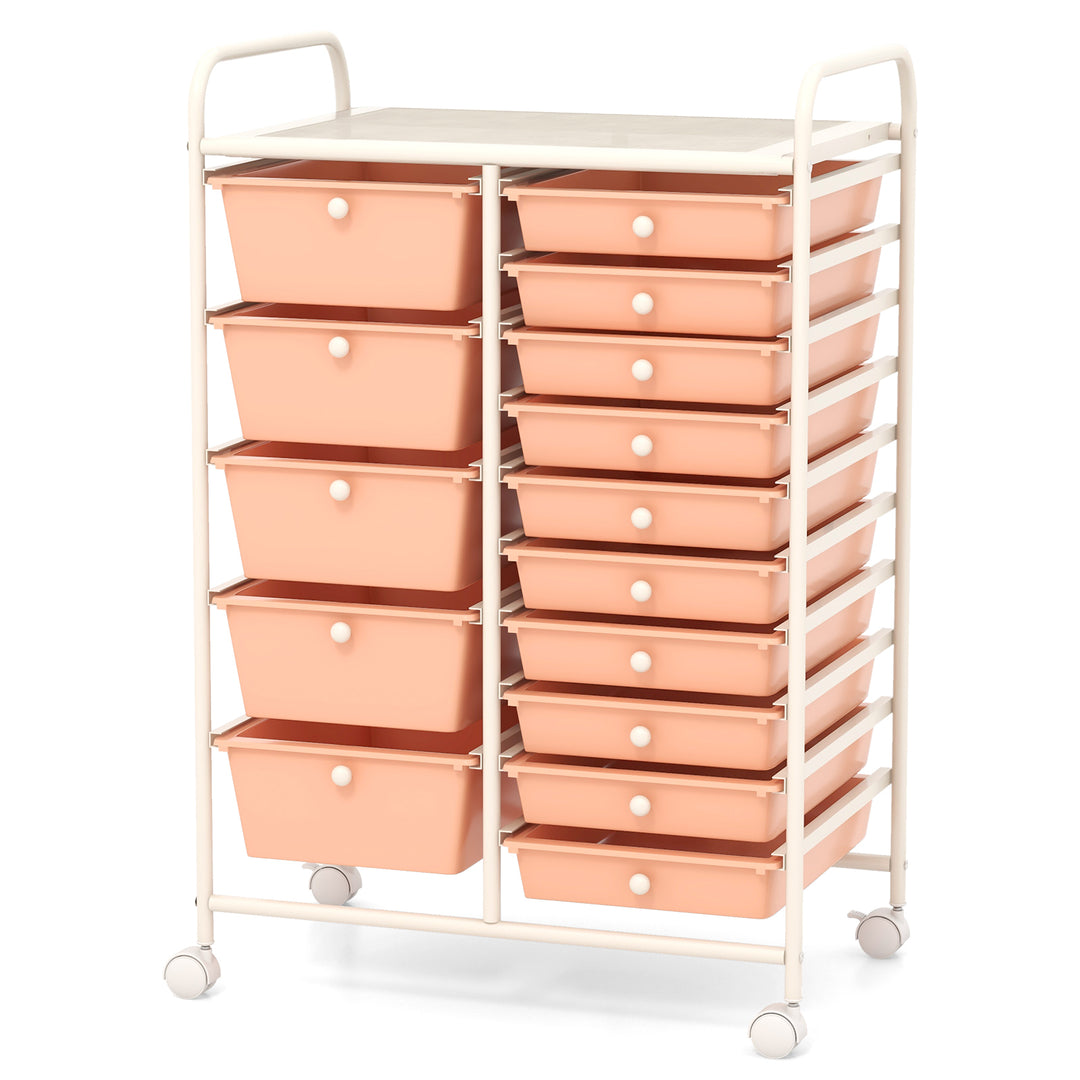 15 Drawer Rolling Storage Cart with 4 Wheels for Beauty Salon - TidySpaces