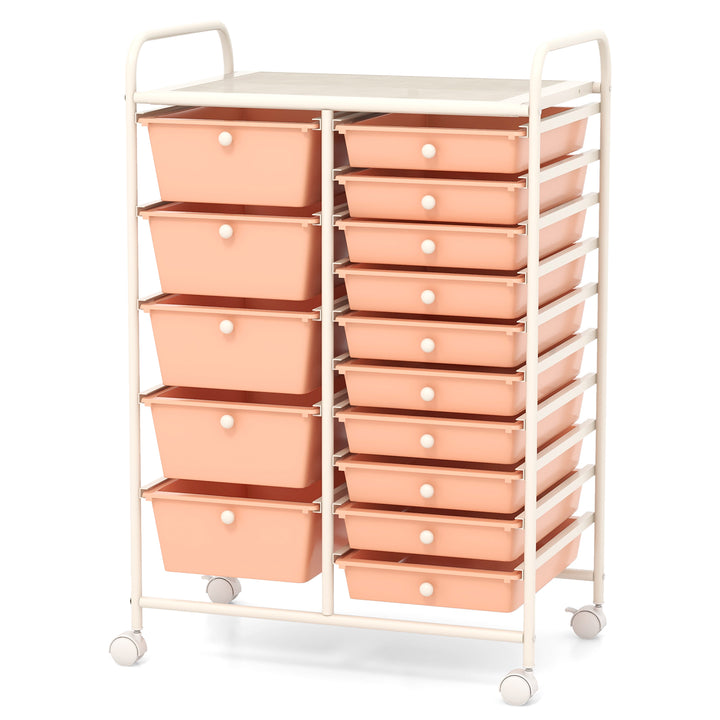 15 Drawer Rolling Storage Cart with 4 Wheels for Beauty Salon - TidySpaces