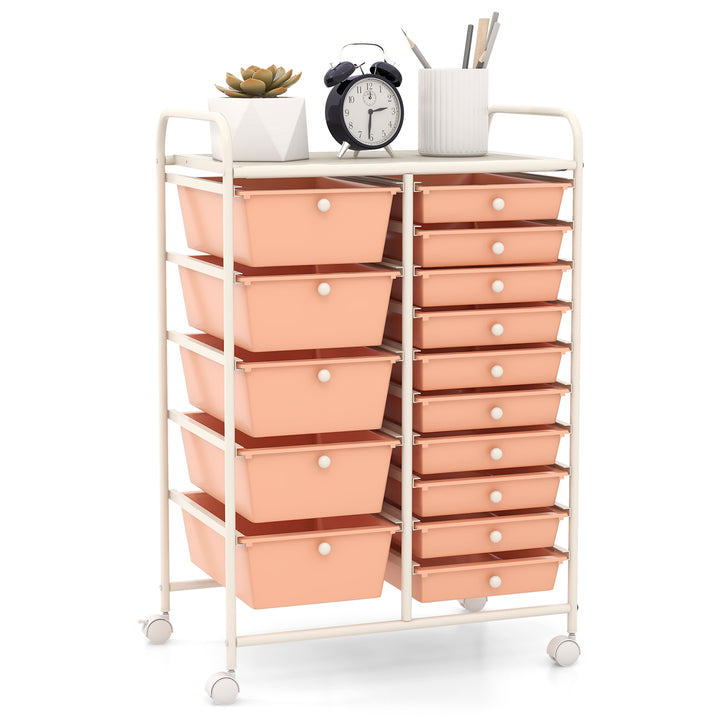 15 Drawer Rolling Storage Cart with 4 Wheels for Beauty Salon - TidySpaces