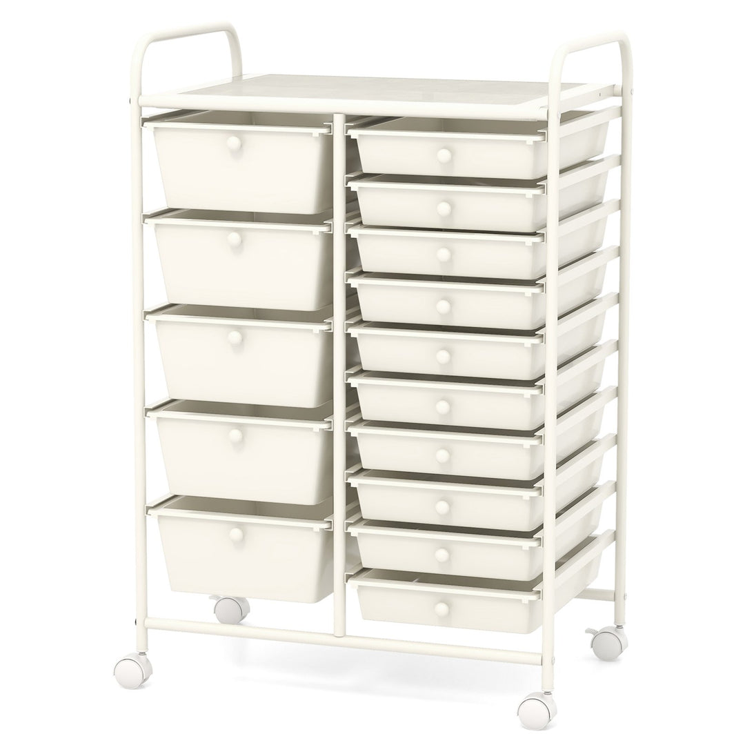 15 Drawer Rolling Storage Cart with 4 Wheels for Beauty Salon - TidySpaces