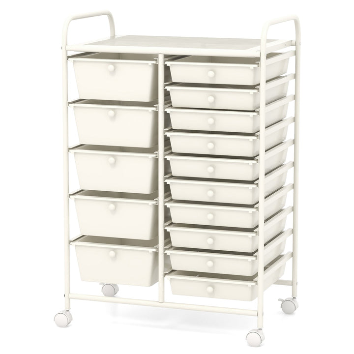 15 Drawer Rolling Storage Cart with 4 Wheels for Beauty Salon - TidySpaces