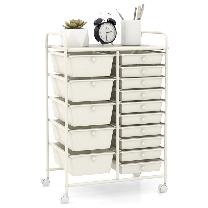 15 Drawer Rolling Storage Cart with 4 Wheels for Beauty Salon - TidySpaces