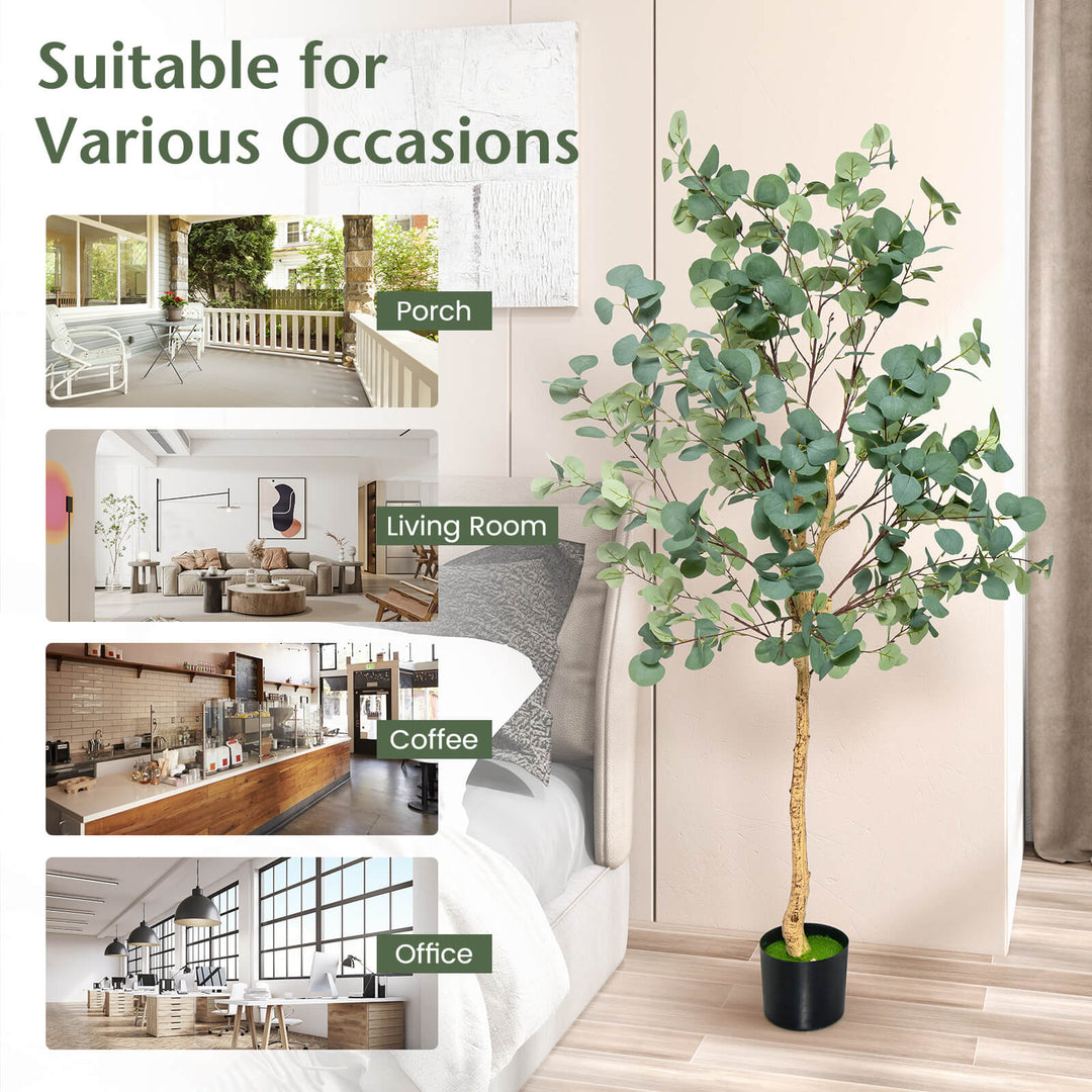 Artificial Eucalyptus Tree with Silver Dollar Leaves - TidySpaces