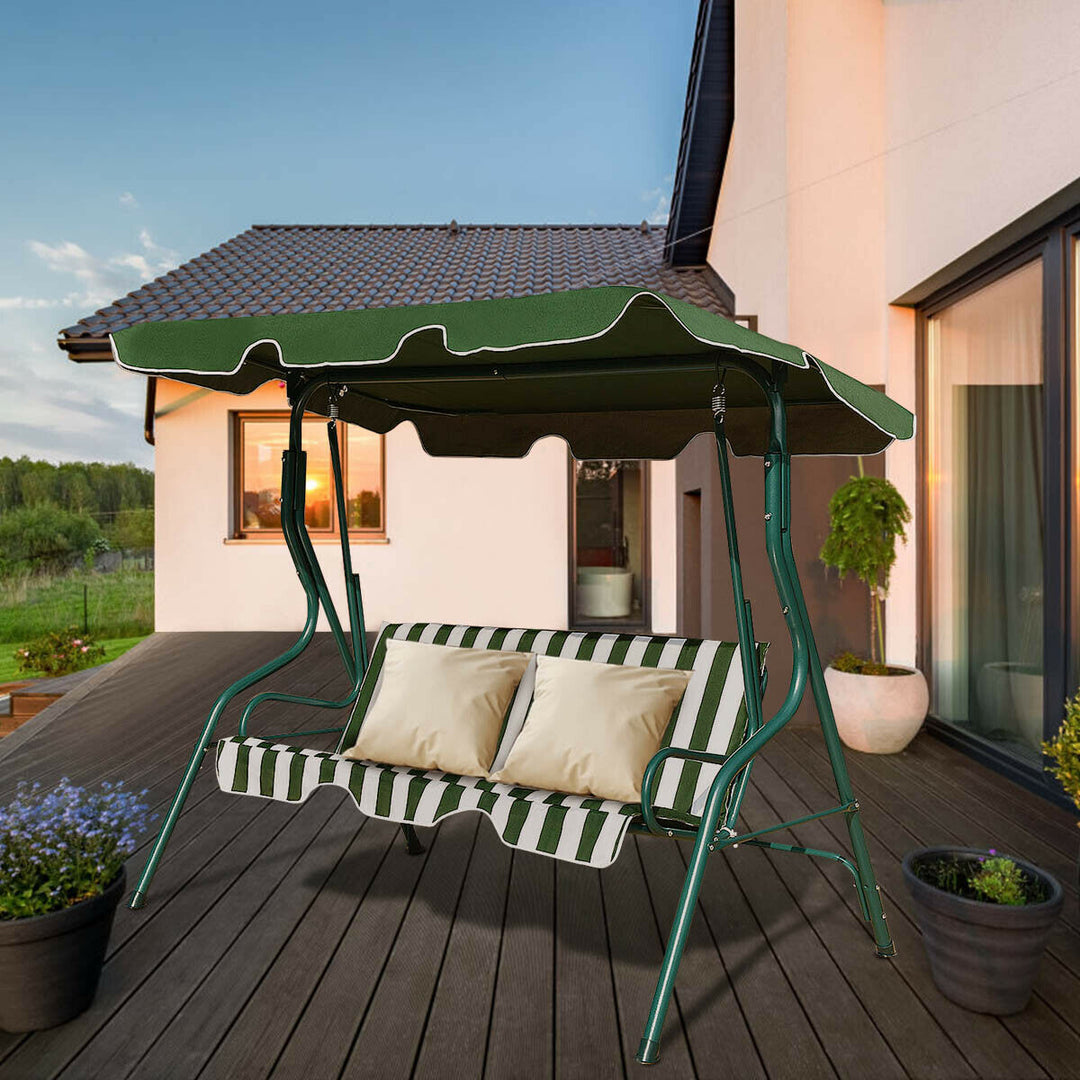 Garden Patio Metal Swing 3 Seater Lounger