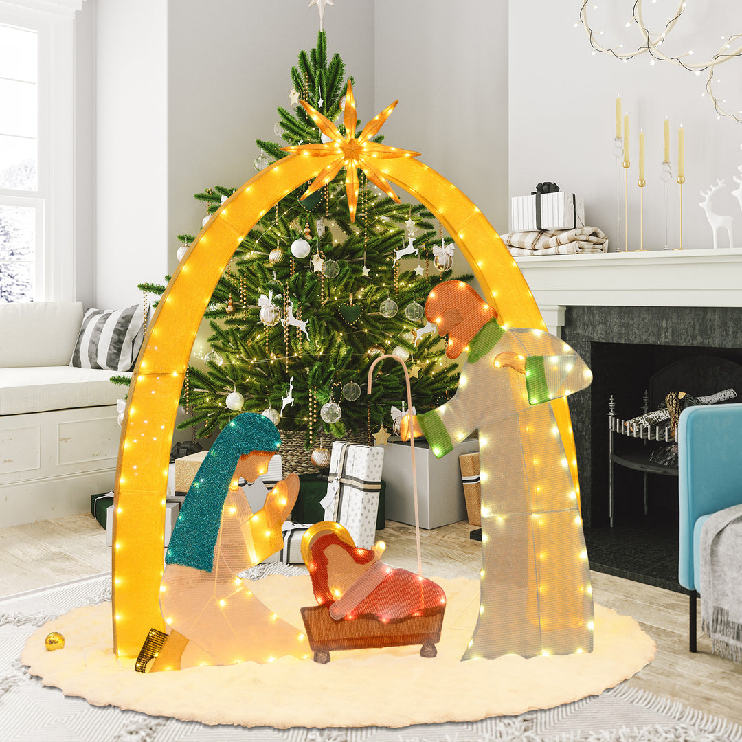 168 CM Christmas Nativity Scene with 194 LED Warm White Lights - TidySpaces