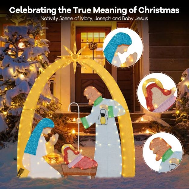 168 CM Christmas Nativity Scene with 194 LED Warm White Lights