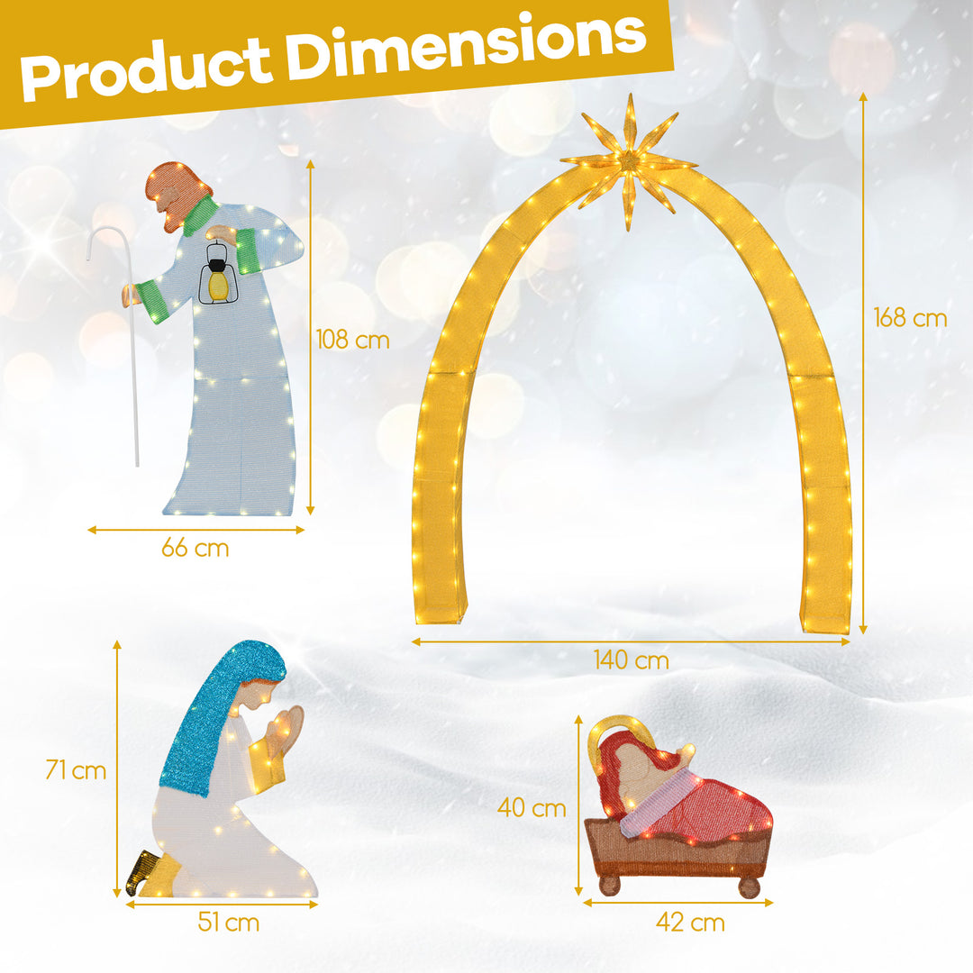 168 CM Christmas Nativity Scene with 194 LED Warm White Lights - TidySpaces